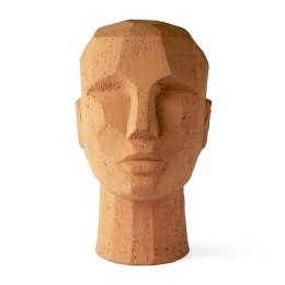Geometryczna rzeźba głowy z terakoty brzoskwiniowa